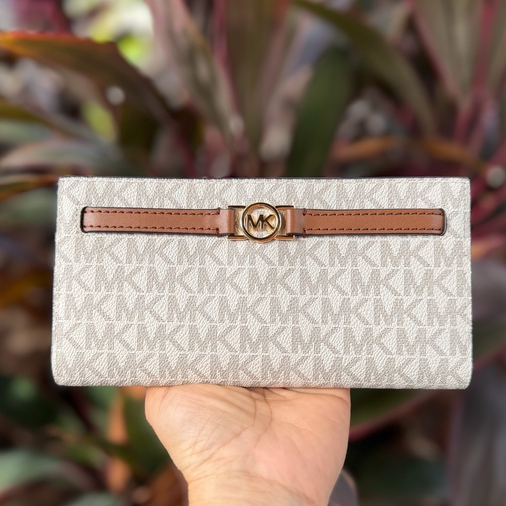 Michael Kors Jet Set Reed LG Bifold Wallet MK Vanilla/Brown